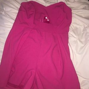 Pink sweetheart neckline romper